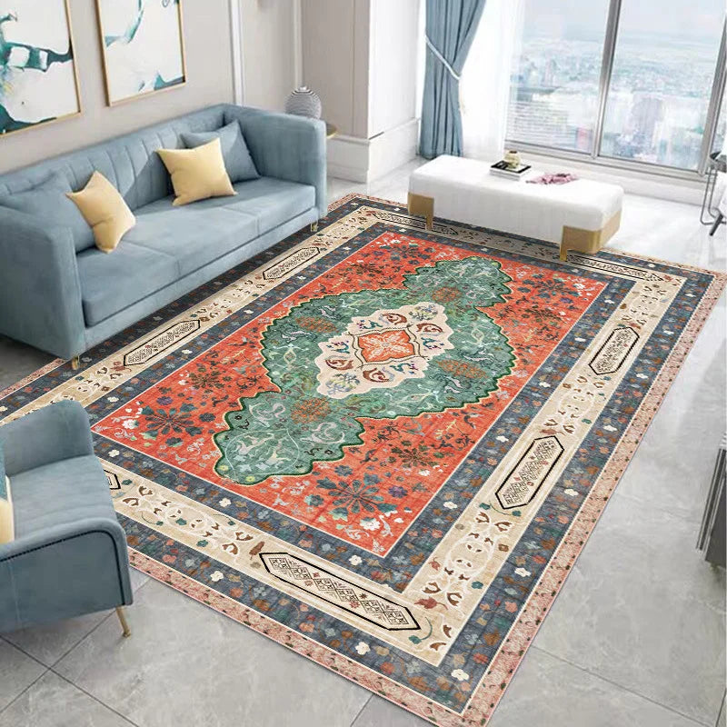 Ethnic Style Bedroom Carpet Persian American Retro Carpets Large Area Living Room Decoration Rugs Cloakroom Lounge Rug Washable