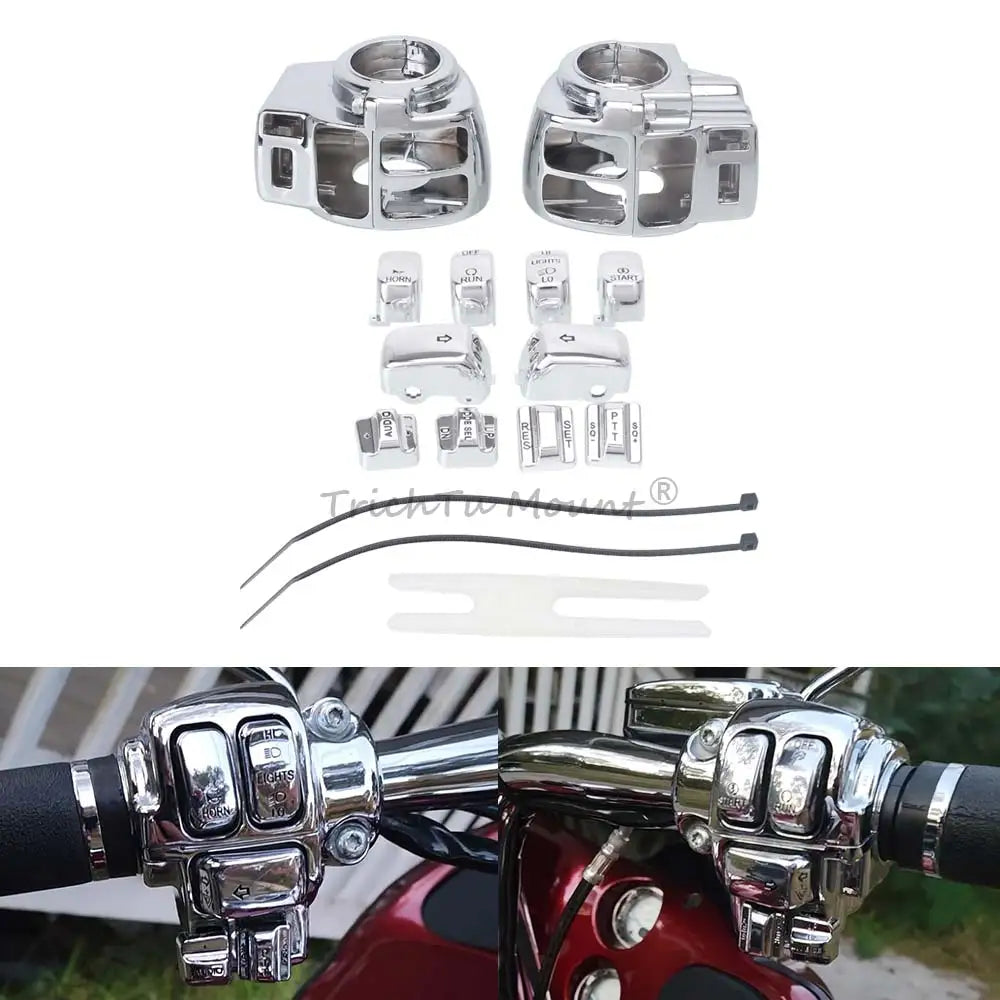 Motorcycle Handlebar Controls Switch Caps Cover Switch Housings For Harley Road King Electra Tri Glide Ultra Classic 1996-2013