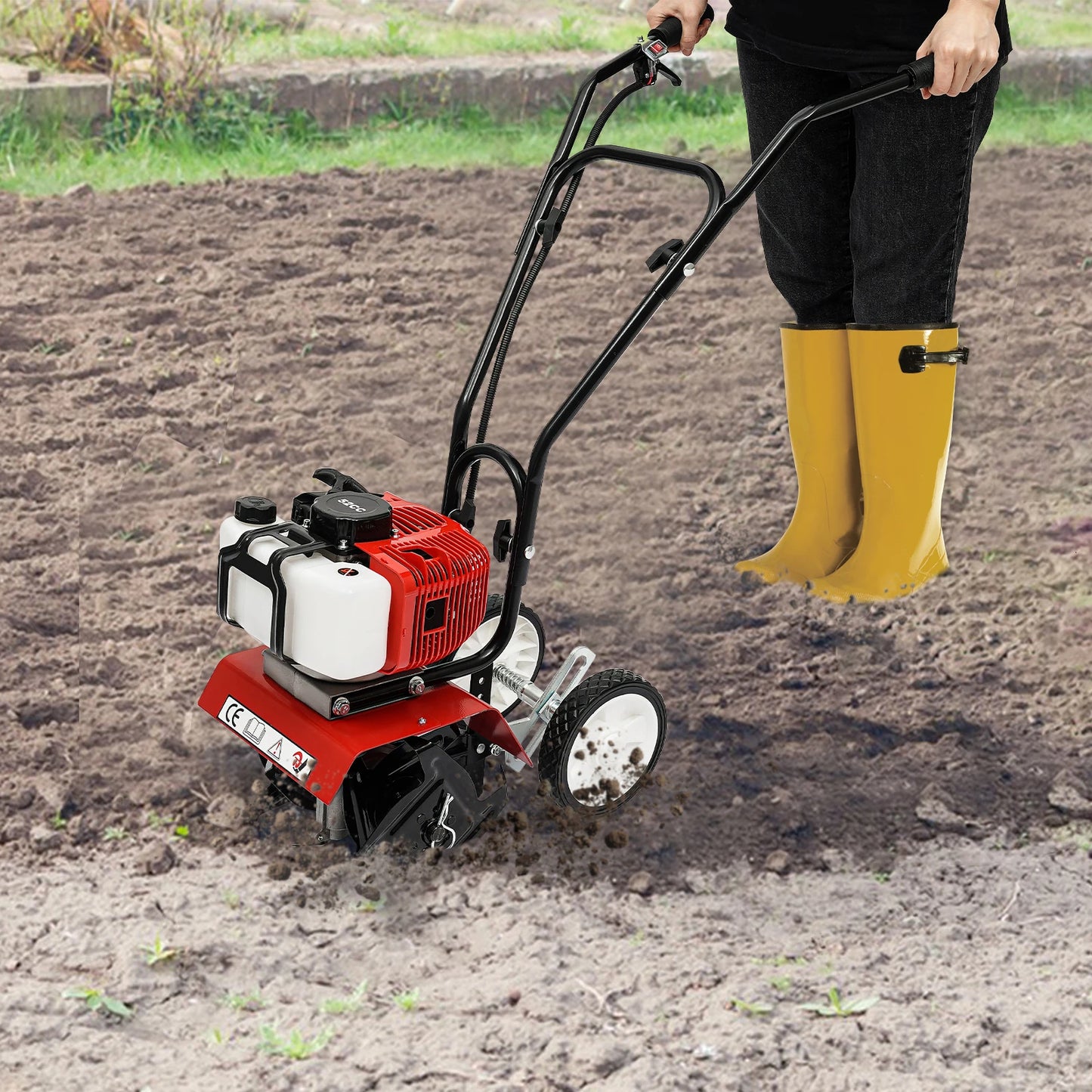 Powerful 52CC 1700W Garden Gasoline Tiller Cultivator Garden Loosening Soil Machine Gas Powered Tiller Cultivator Rototiller