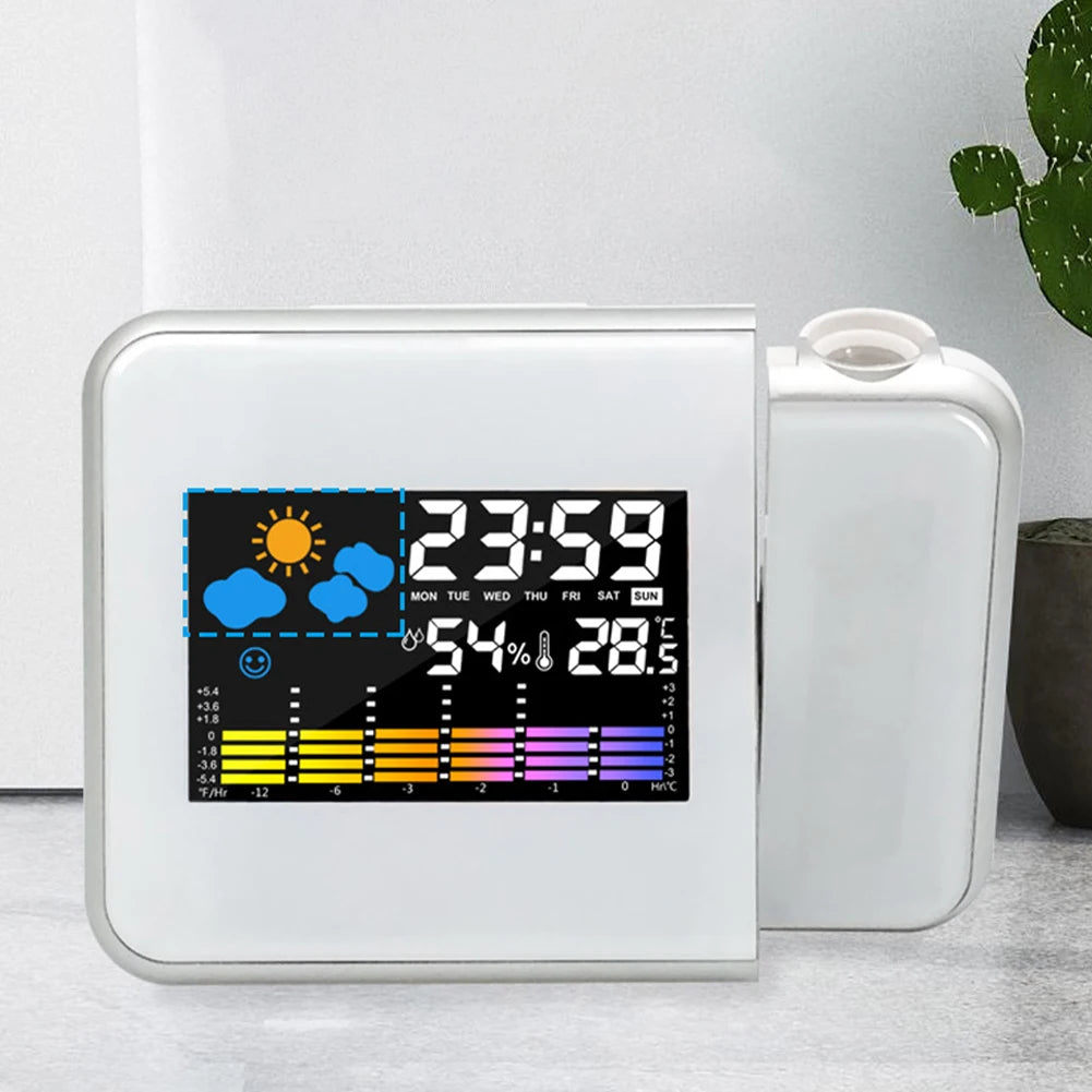 Smart Alarm Clock with Night Backlight Desk Table Thermometer Hygrometer Projection Clock for Home Living Room Bedroom