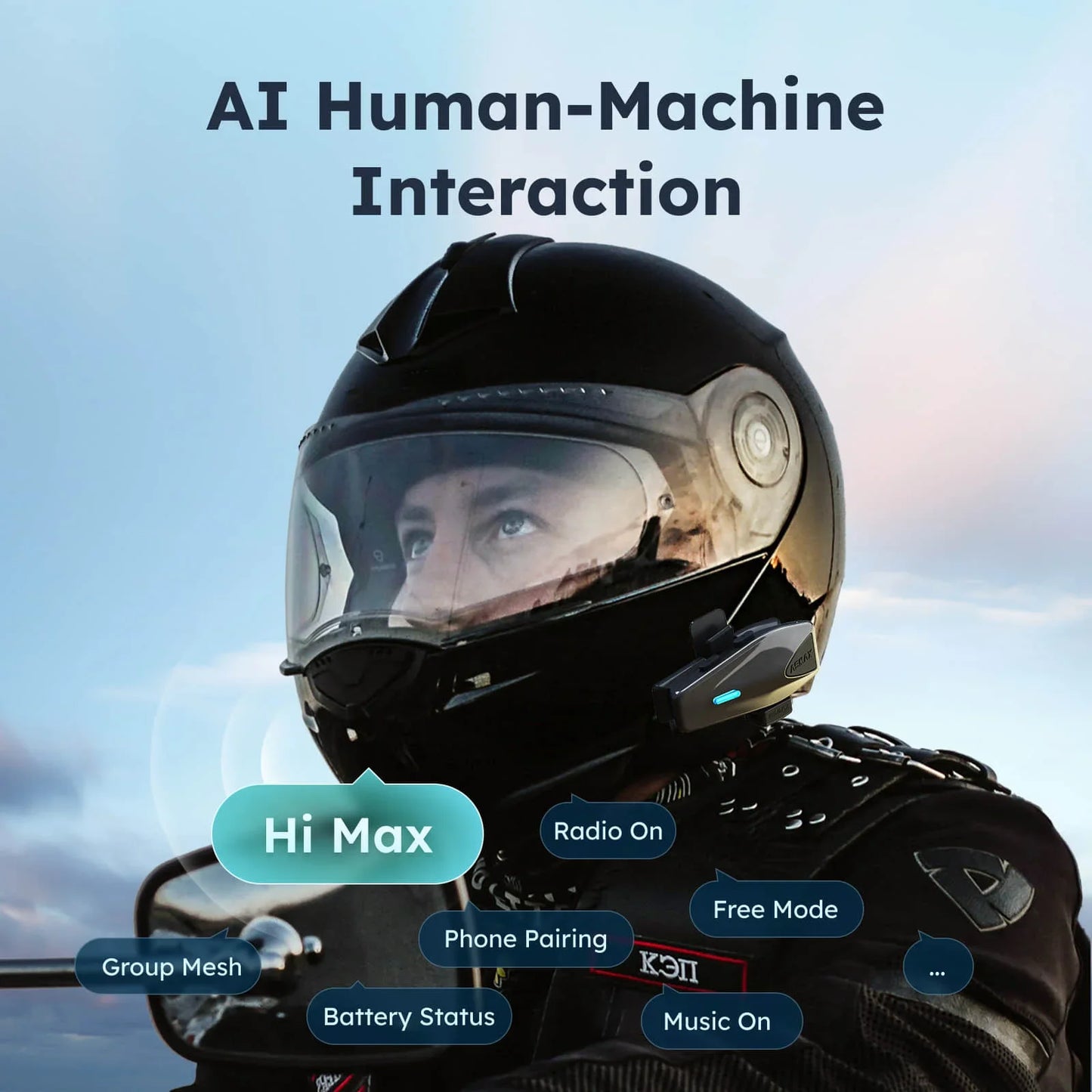 S1 Helmet Bluetooth Headset Voice Control Motorcycle Communication Systems 8 Riders Helmet Intercom with FM Radio ENC/IPX7