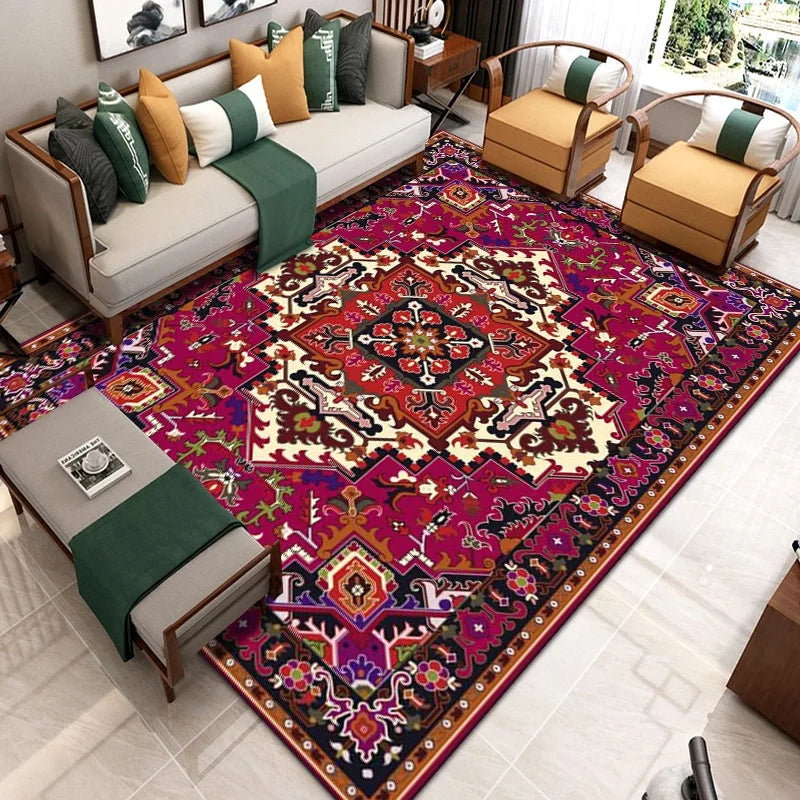 Ethnic Style Bedroom Carpet Persian American Retro Carpets Large Area Living Room Decoration Rugs Cloakroom Lounge Rug Washable