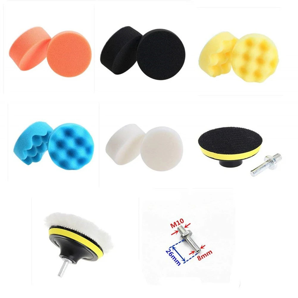 22Pcs 3 Inch Car Polishing Sponge Pads Kit Reusable Foam Pad Buffer Kit Washable Wool Fiber for Auto Remove Scratches