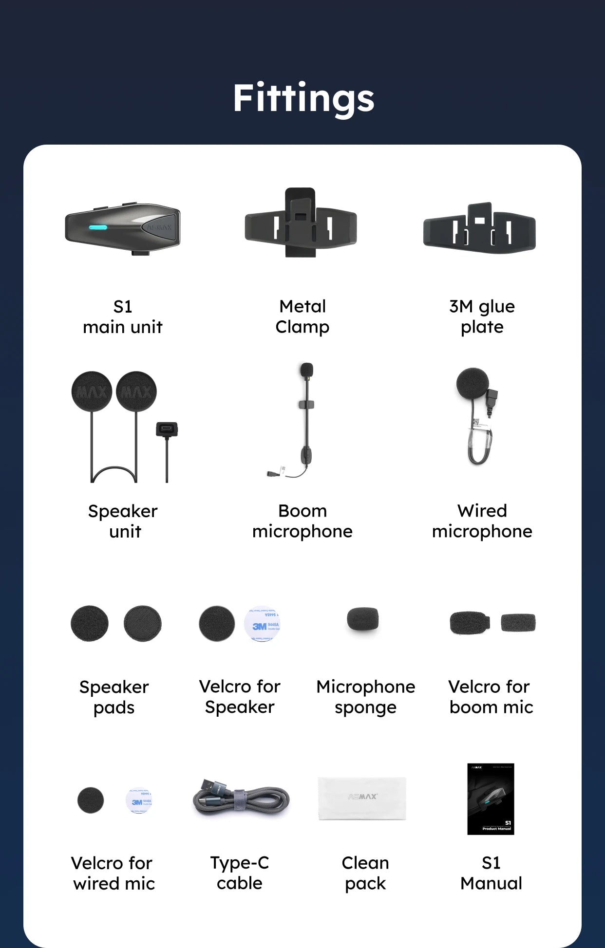 S1 Helmet Bluetooth Headset Voice Control Motorcycle Communication Systems 8 Riders Helmet Intercom with FM Radio ENC/IPX7