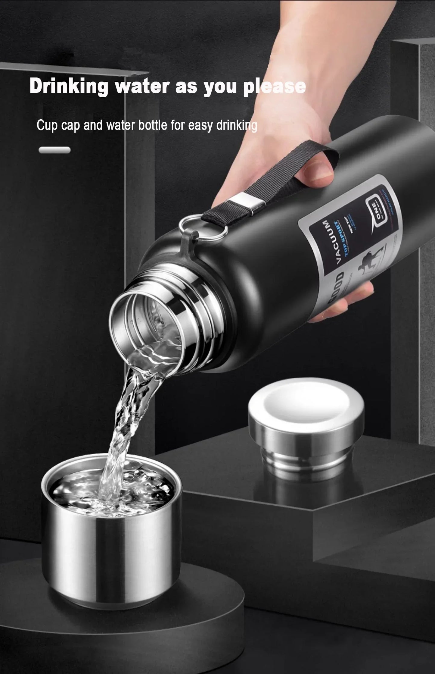 Portable Insulated Water Bottle Stainless Steel Leakproof Thermos Cup Cold Hot Beverage Container for Travel Office