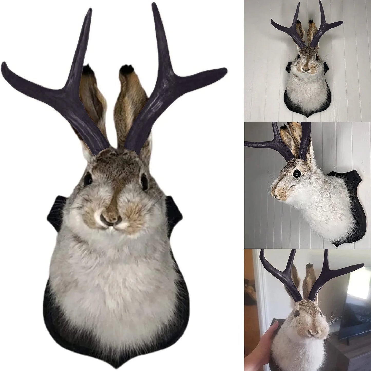 Easter Gift Bunny Head Antlers Wall Hanging Decoration Wall Decor Simulation Rabbit Specimen Resin Art Ornaments Jackalope Decor