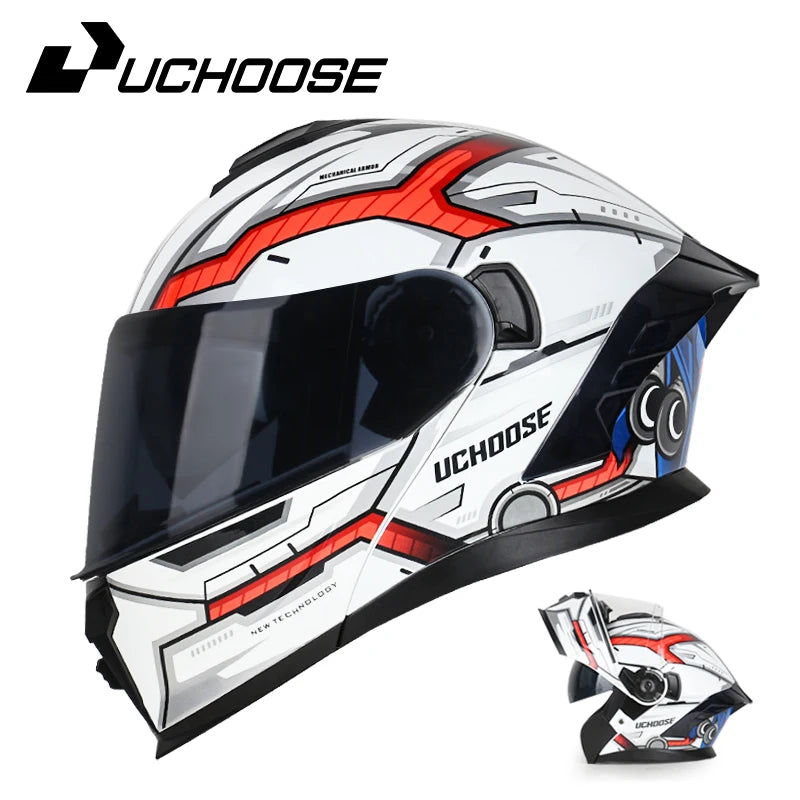 DOT Approved Full Face Helmet Crash Motorbike Protective Gear Men Women Flip Up Helmet Motorcycle Double Sun Visor