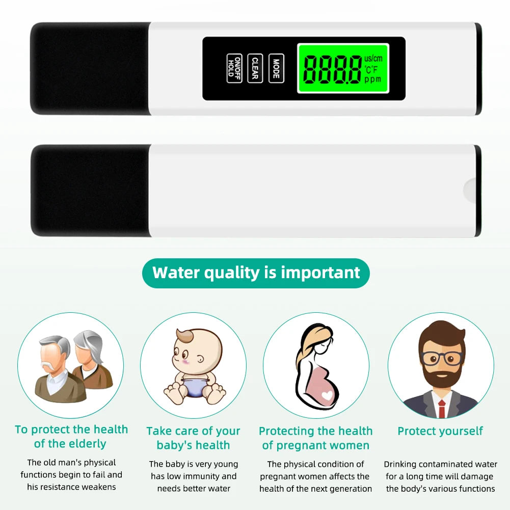 4 in 1 Digital Water Tester TDS EC & Temperature(°C °F) Meter Accurate Backlit LCD Display for Pools Drinking Water Aquariums