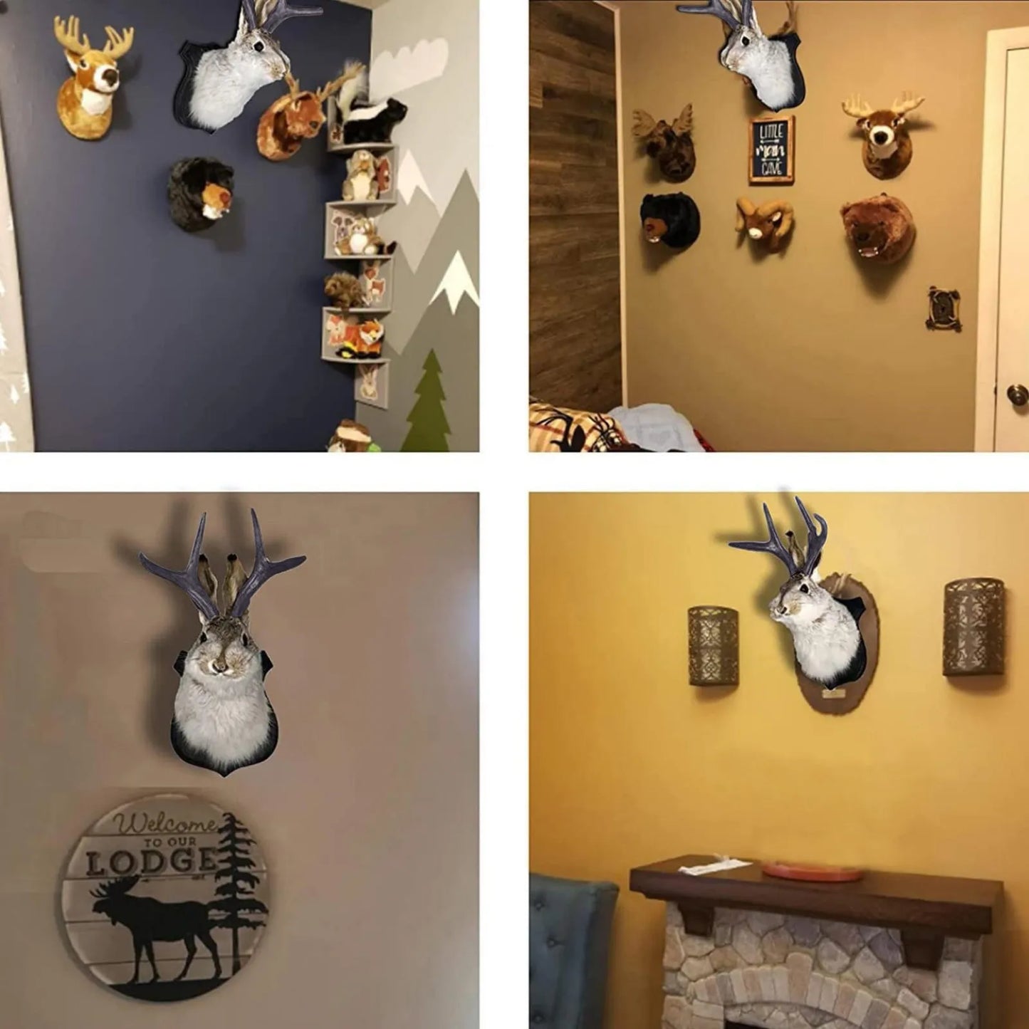 Easter Gift Bunny Head Antlers Wall Hanging Decoration Wall Decor Simulation Rabbit Specimen Resin Art Ornaments Jackalope Decor