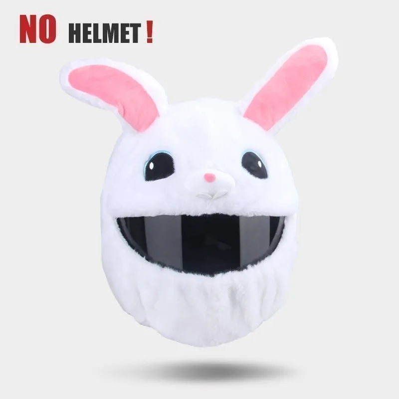 Motorcycle Helmet Cover Cartoon Plush Helmets Hat With Crazy Large Flexible Ears Funny Helmet Protective Case For Riding