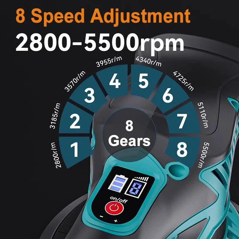 EAFC Polishing Machine For Car 12V Cordless Polisher 8 Gears 380W Automotive Electric Waxing Repairing Wireless Sander Polish