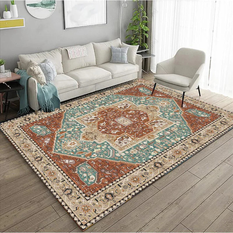 Ethnic Style Bedroom Carpet Persian American Retro Carpets Large Area Living Room Decoration Rugs Cloakroom Lounge Rug Washable