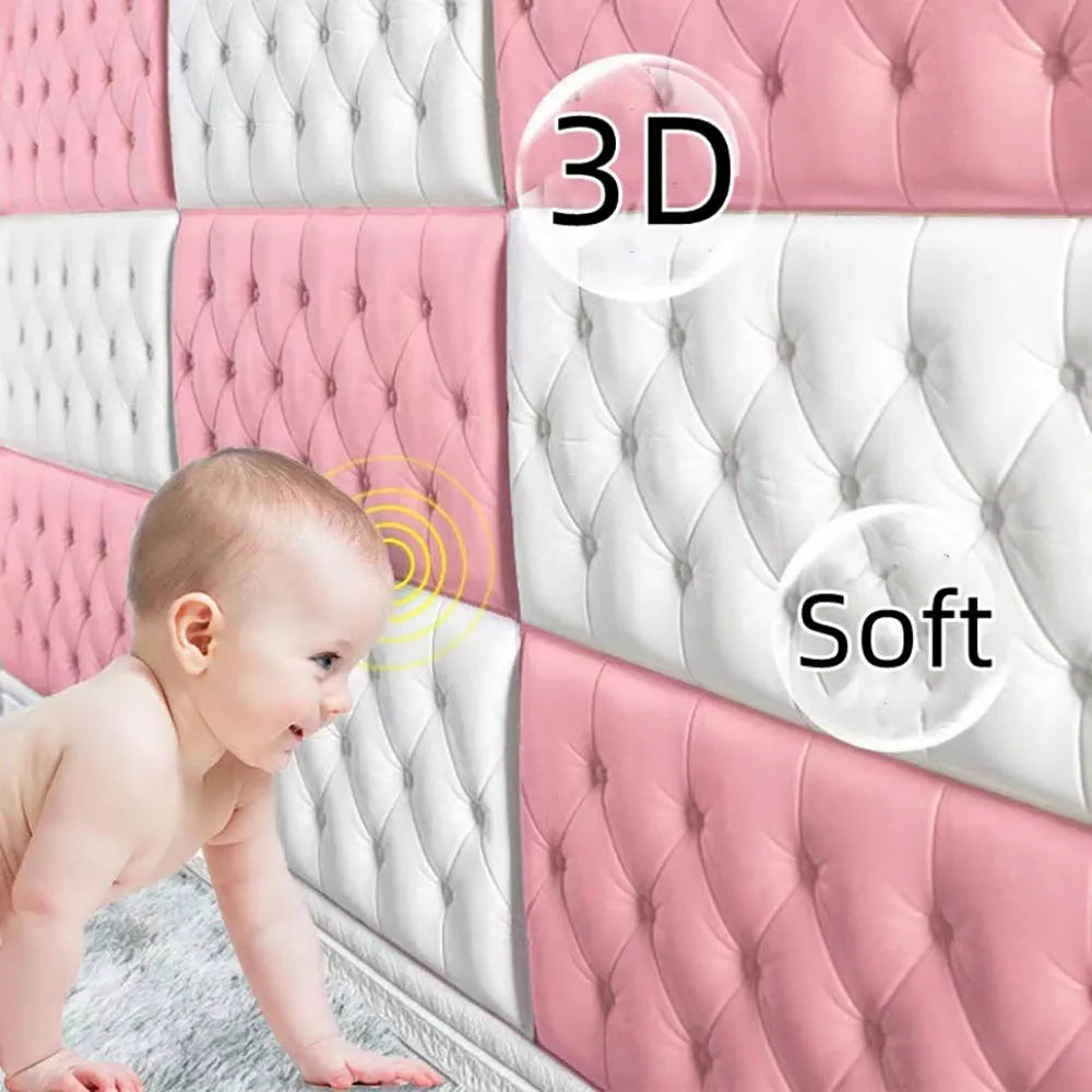 Thickened self-adhesive 3D wall sticker wallpaper tatami anti-collision wall pad children's bedroom living room soft foam pad