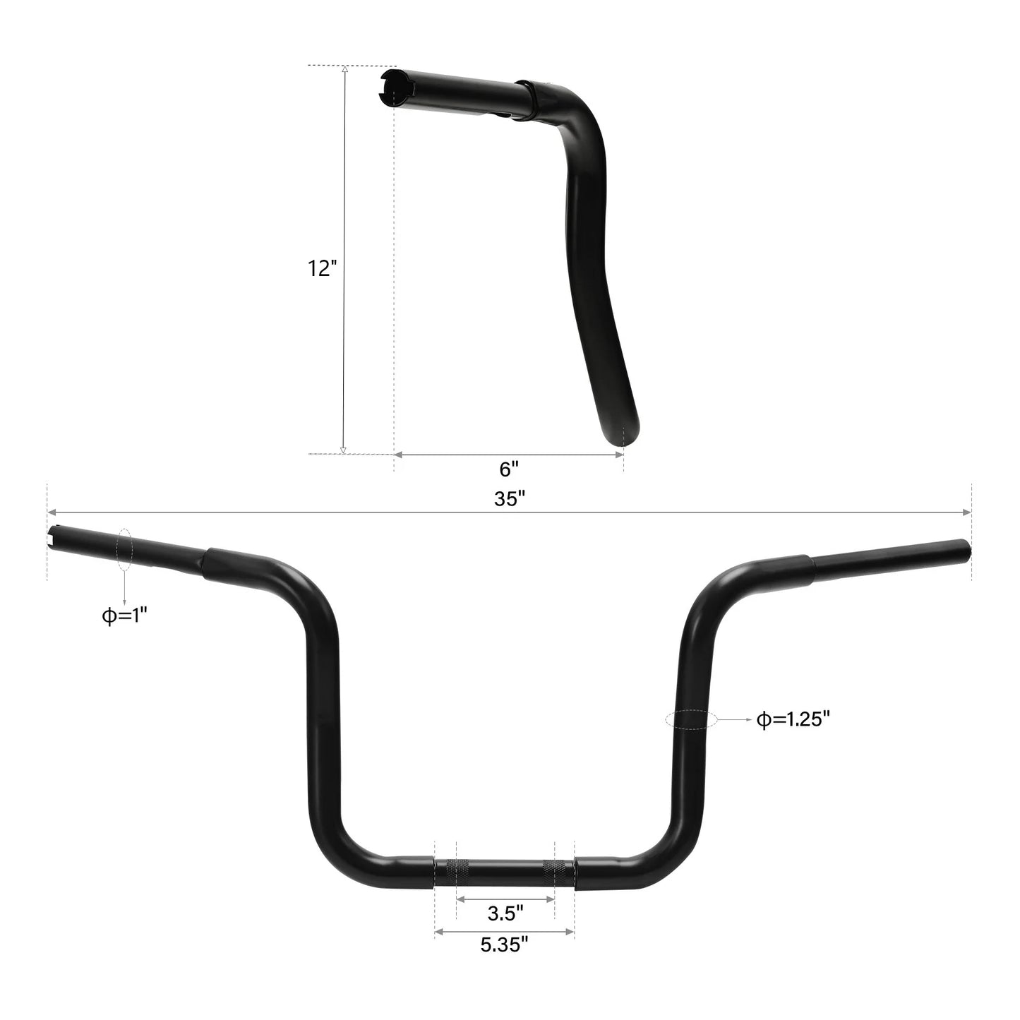 Motorcycle 12 14 16 18" inch Rise 1-1/4" Ape Hanger Curved Handlebar For Harley Sportster XL FLST FXST Custom