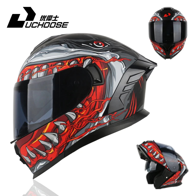 DOT Approved Full Face Helmet Crash Motorbike Protective Gear Men Women Flip Up Helmet Motorcycle Double Sun Visor