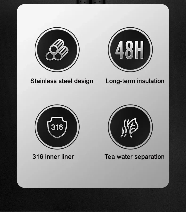 Portable Insulated Water Bottle Stainless Steel Leakproof Thermos Cup Cold Hot Beverage Container for Travel Office