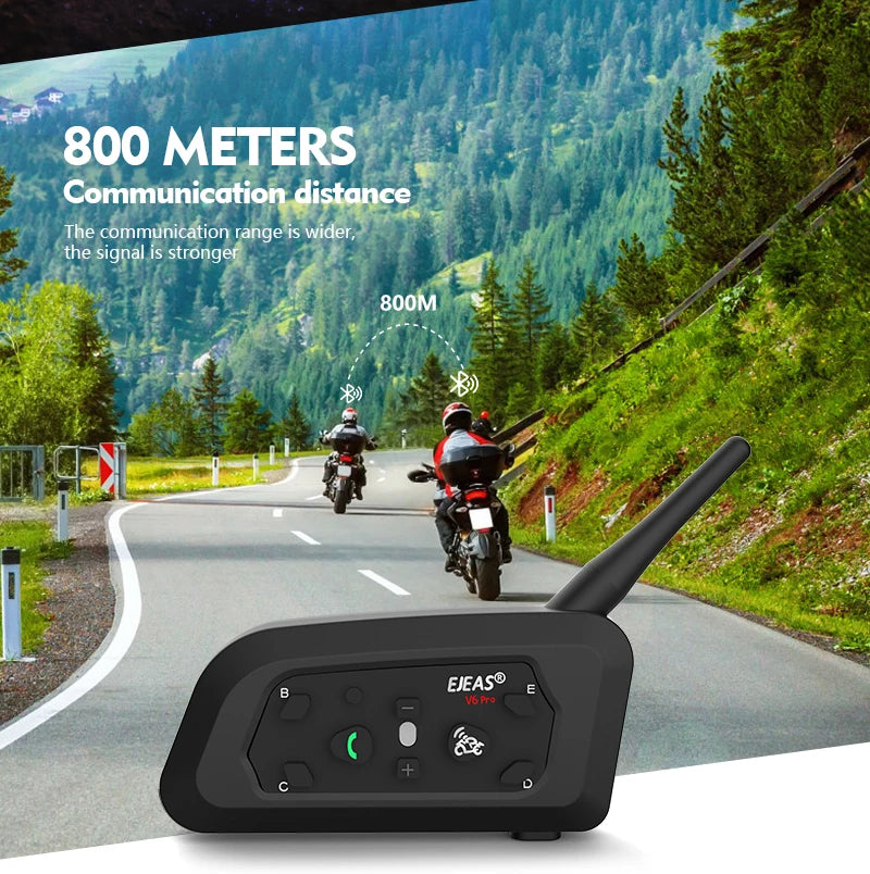 Only Official Oversea Store V6PRO+ Motorcycle Intercom Helmet Bluetooth5.1  Headset 6 Riders 800m Communicator Waterproof