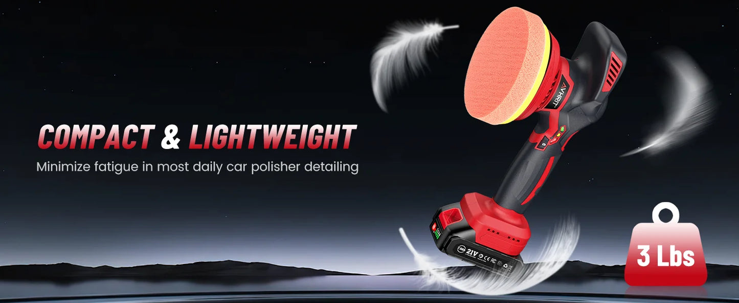 21V Cordless 6-Inch Car Polisher Kit with 2x2000mAh Batteries,6-Speed & 16PCS Attachments for Auto Detailing, Boat Sanding