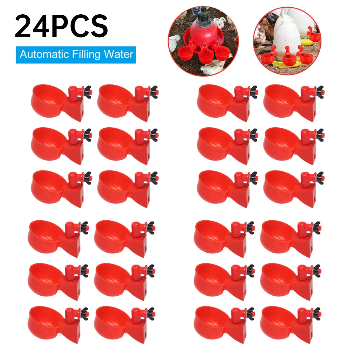 36-1PCS Chicken Drinking Cup Automatic Drinker Chicken Feeder Poultry Waterer Drinking Water Feeder for Chicks Duck Goose Quail